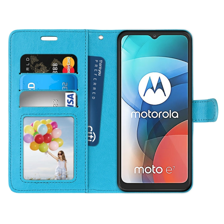 For Motorola Moto E7 Pure Color Horizontal Flip PU Leather Case with Holder & Card Slots & Wallet & Photo Frame