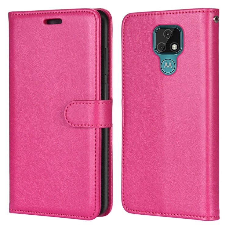 For Motorola Moto E7 Pure Color Horizontal Flip PU Leather Case with Holder & Card Slots & Wallet & Photo Frame