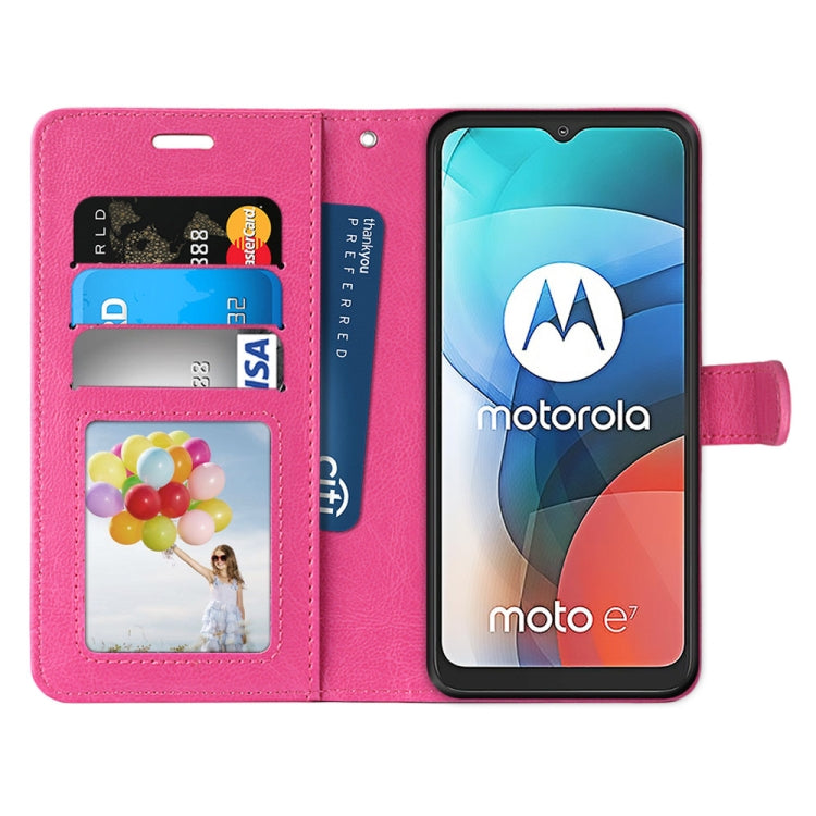 For Motorola Moto E7 Pure Color Horizontal Flip PU Leather Case with Holder & Card Slots & Wallet & Photo Frame