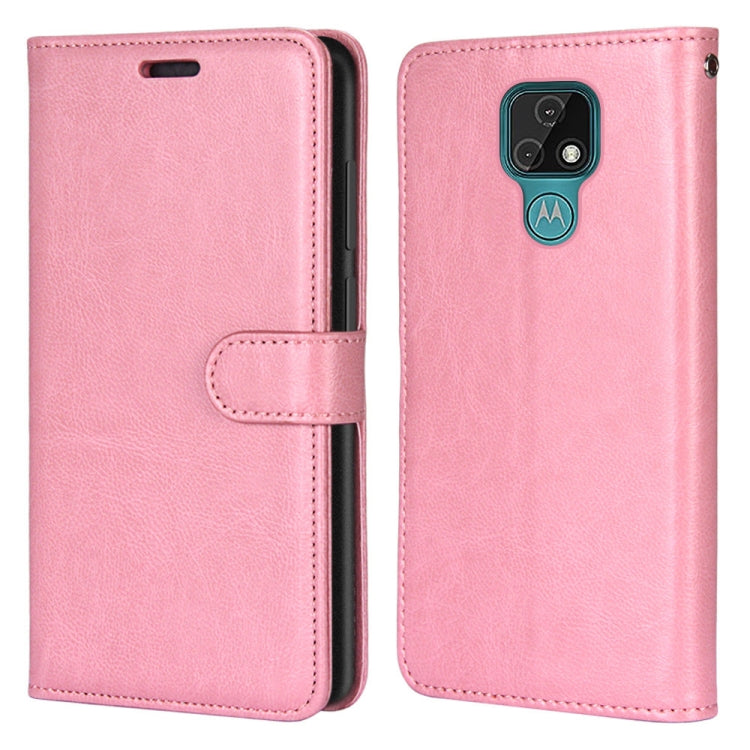For Motorola Moto E7 Pure Color Horizontal Flip PU Leather Case with Holder & Card Slots & Wallet & Photo Frame