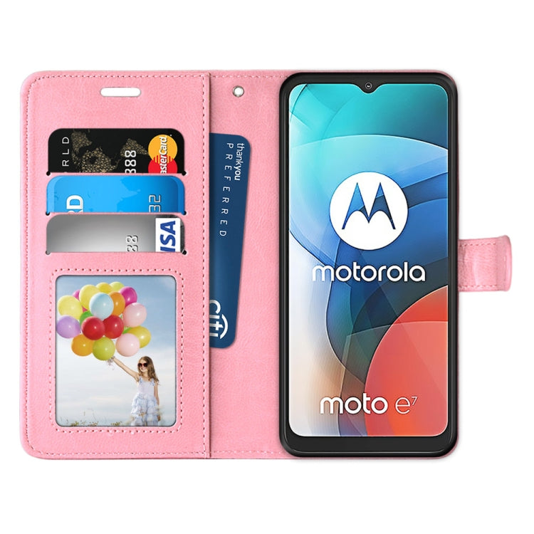 For Motorola Moto E7 Pure Color Horizontal Flip PU Leather Case with Holder & Card Slots & Wallet & Photo Frame
