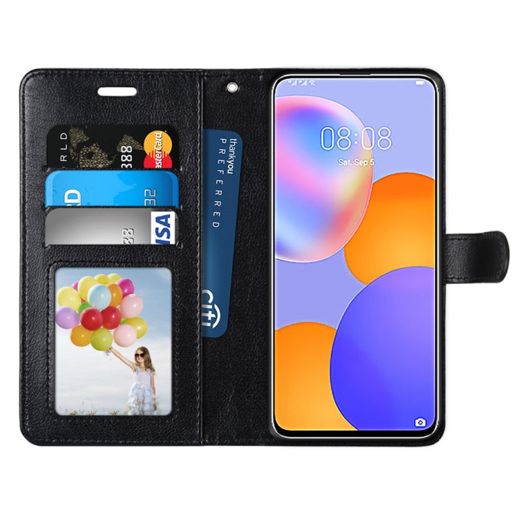For Huawei Y9a Pure Color Horizontal Flip PU Leather Case with Holder & Card Slots & Wallet & Photo Frame