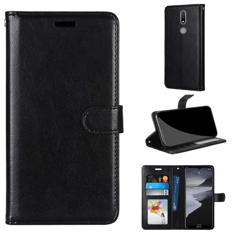 For Nokia 2.4 Pure Color Horizontal Flip PU Leather Case with Holder & Card Slots & Wallet & Photo Frame