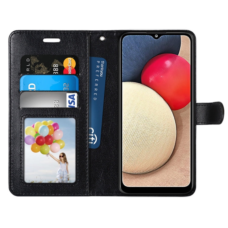 For Samsung Galaxy A02s / M02s Pure Color Horizontal Flip PU Leather Case with Holder & Card Slots & Wallet & Photo Frame