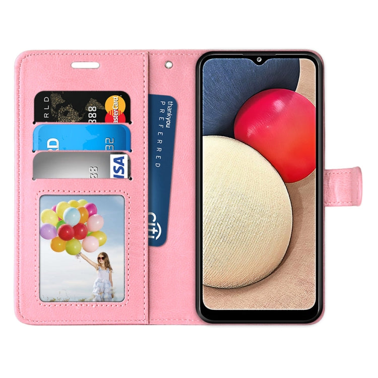 For Samsung Galaxy A02s / M02s Pure Color Horizontal Flip PU Leather Case with Holder & Card Slots & Wallet & Photo Frame