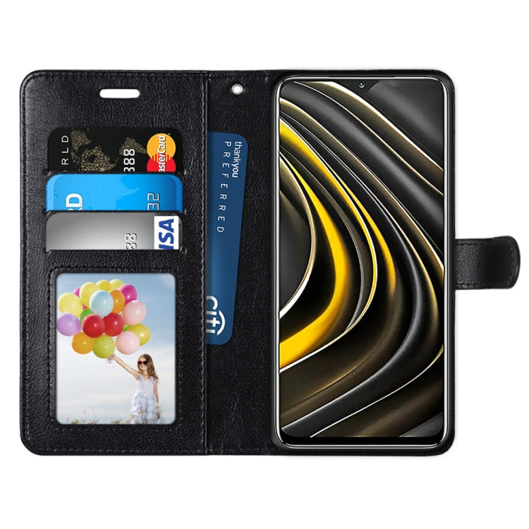 For Xiaomi Poco M3 Pure Color Horizontal Flip PU Leather Case with Holder & Card Slots & Wallet & Photo Frame