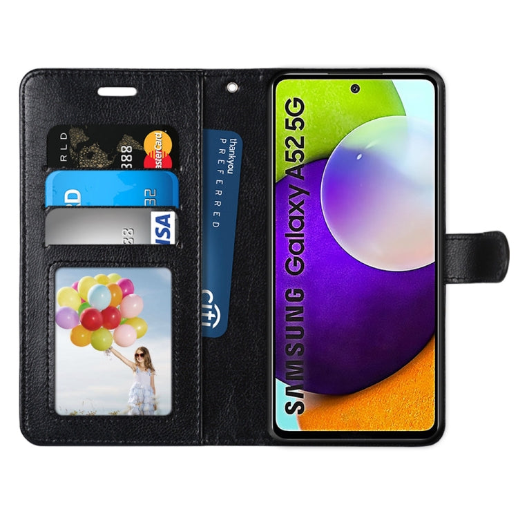 For Samsung Galaxy A52 5G Pure Color Horizontal Flip PU Leather Case with Holder & Card Slots & Wallet & Photo Frame
