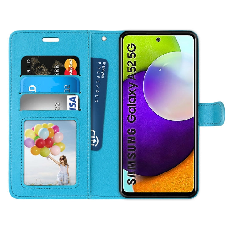 For Samsung Galaxy A52 5G Pure Color Horizontal Flip PU Leather Case with Holder & Card Slots & Wallet & Photo Frame