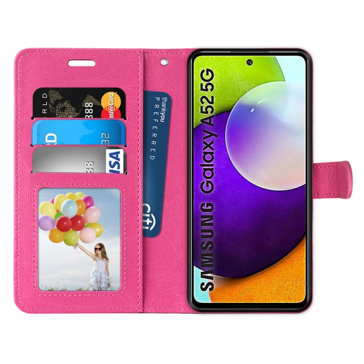 For Samsung Galaxy A52 5G Pure Color Horizontal Flip PU Leather Case with Holder & Card Slots & Wallet & Photo Frame