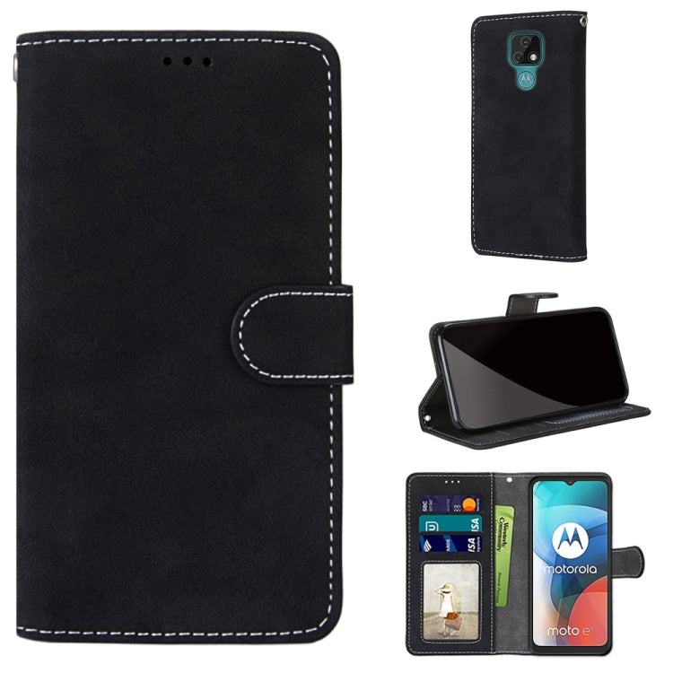 For Motorola Moto E7 Retro Frosted Horizontal Flip PU Leather Case with Holder & Card Slots & Wallet & Photo Frame