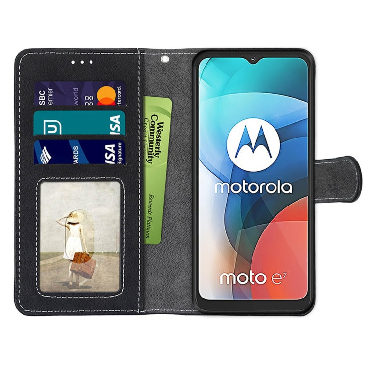 For Motorola Moto E7 Retro Frosted Horizontal Flip PU Leather Case with Holder & Card Slots & Wallet & Photo Frame