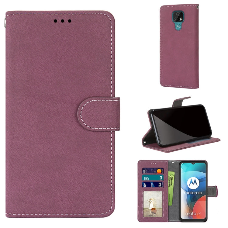 For Motorola Moto E7 Retro Frosted Horizontal Flip PU Leather Case with Holder & Card Slots & Wallet & Photo Frame