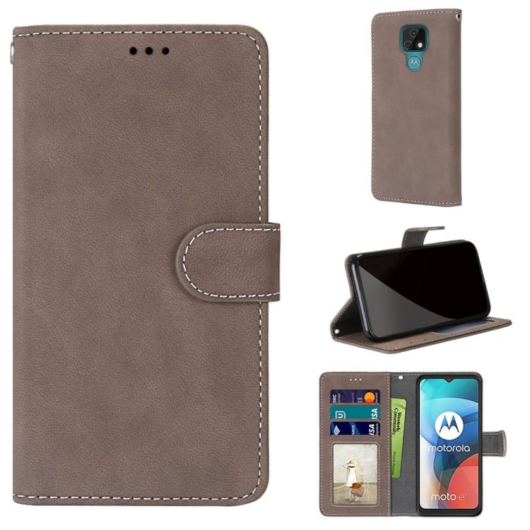 For Motorola Moto E7 Retro Frosted Horizontal Flip PU Leather Case with Holder & Card Slots & Wallet & Photo Frame