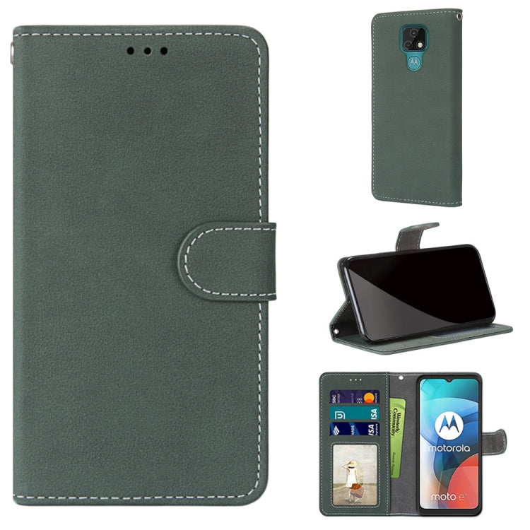 For Motorola Moto E7 Retro Frosted Horizontal Flip PU Leather Case with Holder & Card Slots & Wallet & Photo Frame