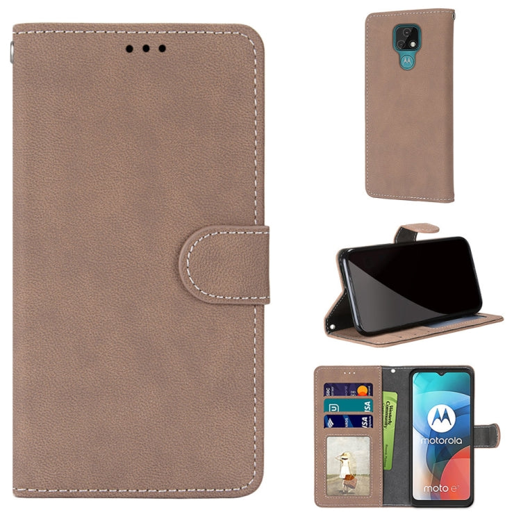 For Motorola Moto E7 Retro Frosted Horizontal Flip PU Leather Case with Holder & Card Slots & Wallet & Photo Frame