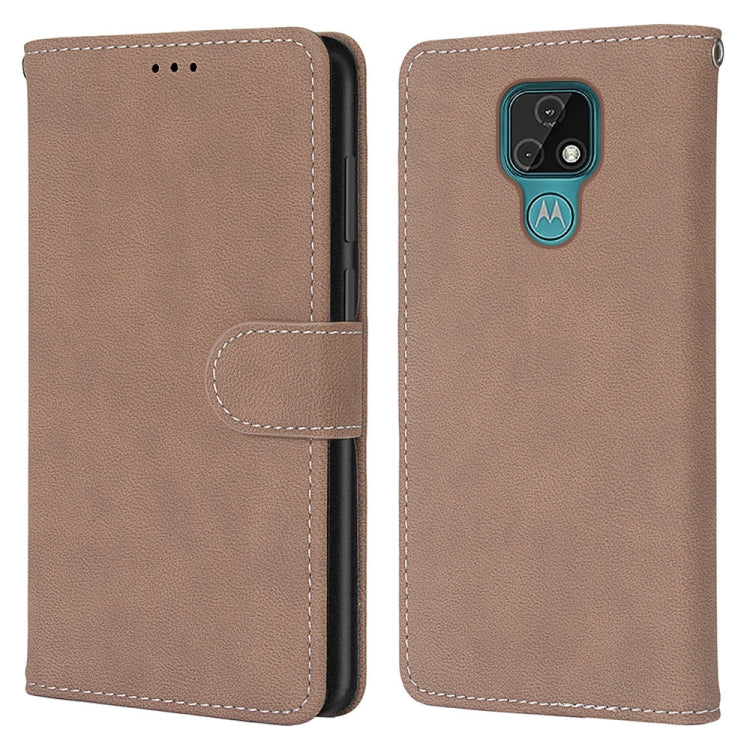 For Motorola Moto E7 Retro Frosted Horizontal Flip PU Leather Case with Holder & Card Slots & Wallet & Photo Frame