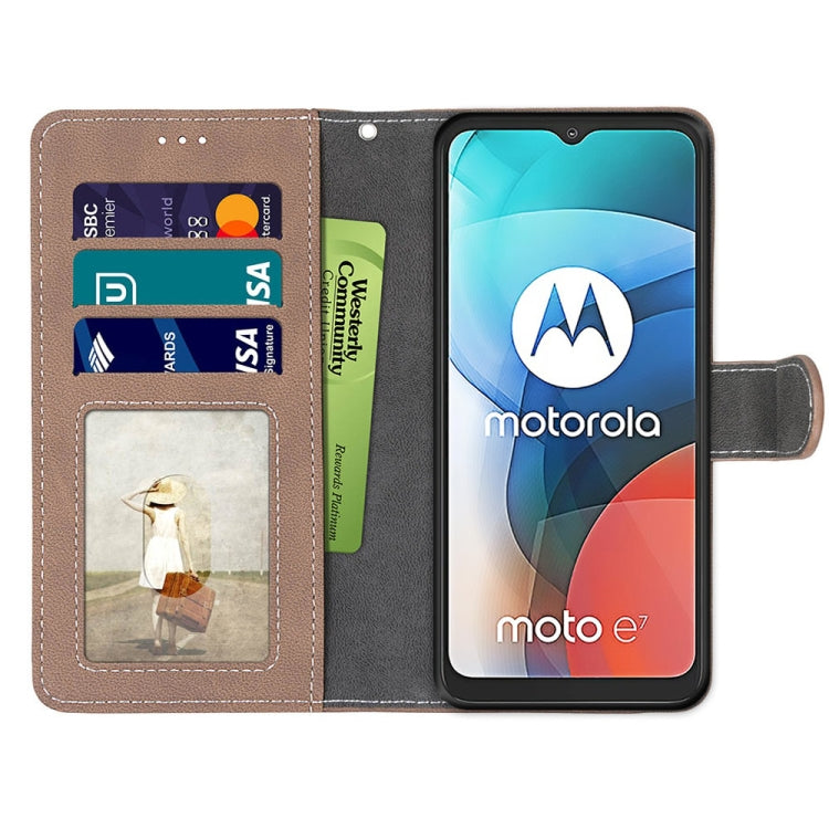 For Motorola Moto E7 Retro Frosted Horizontal Flip PU Leather Case with Holder & Card Slots & Wallet & Photo Frame
