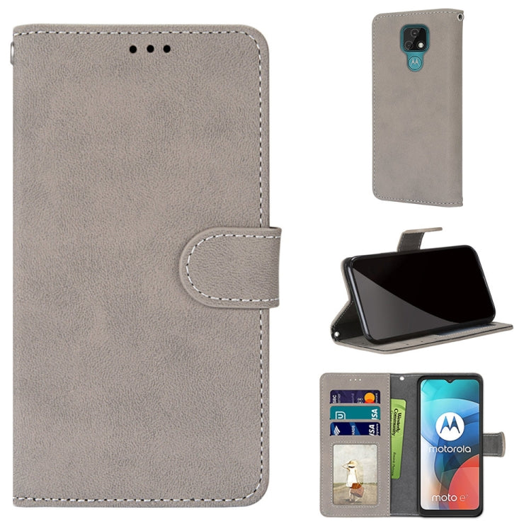 For Motorola Moto E7 Retro Frosted Horizontal Flip PU Leather Case with Holder & Card Slots & Wallet & Photo Frame