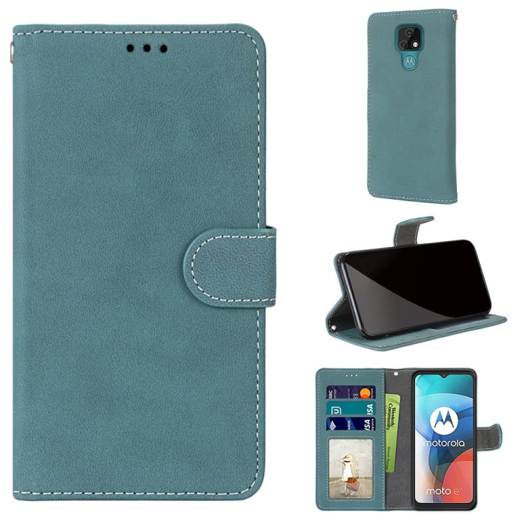 For Motorola Moto E7 Retro Frosted Horizontal Flip PU Leather Case with Holder & Card Slots & Wallet & Photo Frame