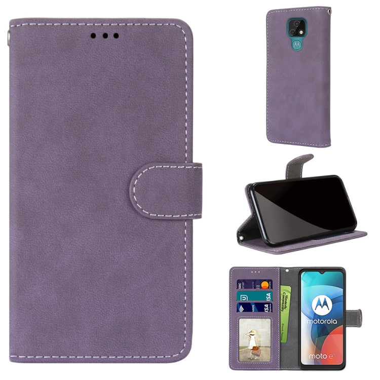 For Motorola Moto E7 Retro Frosted Horizontal Flip PU Leather Case with Holder & Card Slots & Wallet & Photo Frame