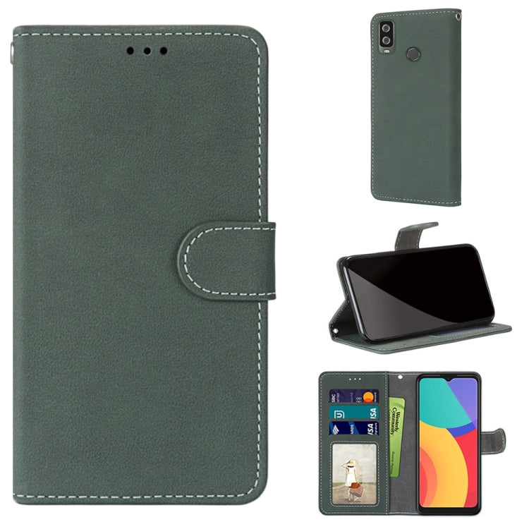 For Alcatel 1L (2021) Retro Frosted Horizontal Flip PU Leather Case with Holder & Card Slots & Wallet & Photo Frame