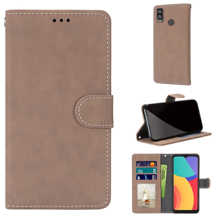 For Alcatel 1L (2021) Retro Frosted Horizontal Flip PU Leather Case with Holder & Card Slots & Wallet & Photo Frame
