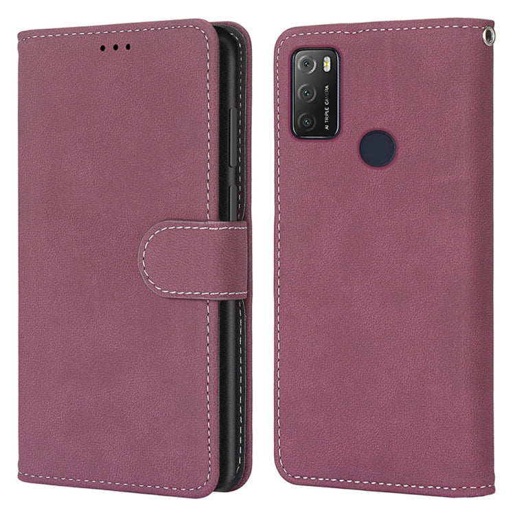 For Alcatel 1S (2021) Retro Frosted Horizontal Flip PU Leather Case with Holder & Card Slots & Wallet & Photo Frame