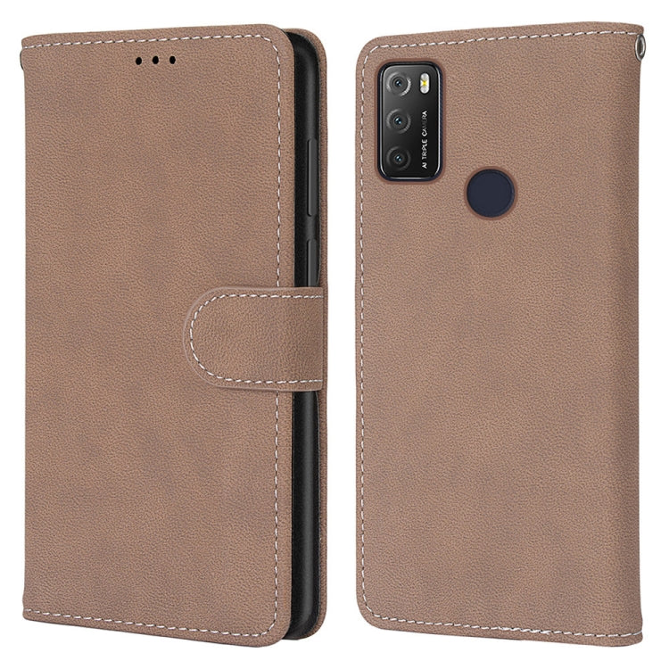 For Alcatel 1S (2021) Retro Frosted Horizontal Flip PU Leather Case with Holder & Card Slots & Wallet & Photo Frame