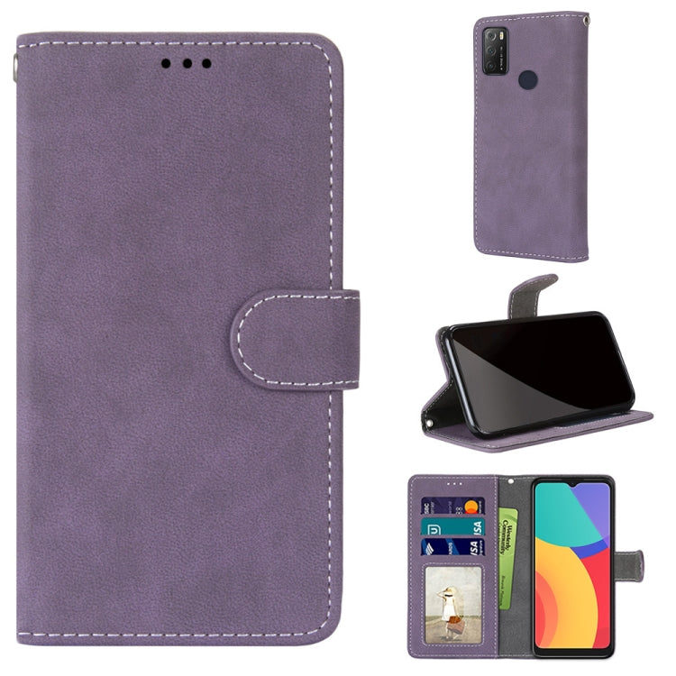 For Alcatel 1S (2021) Retro Frosted Horizontal Flip PU Leather Case with Holder & Card Slots & Wallet & Photo Frame