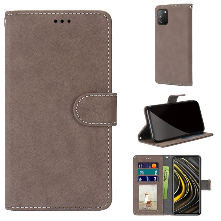 For Xiaomi Poco M3 Retro Frosted Horizontal Flip PU Leather Case with Holder & Card Slots & Wallet & Photo Frame