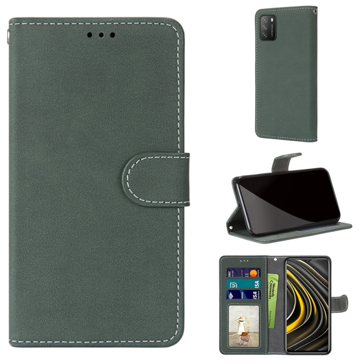 For Xiaomi Poco M3 Retro Frosted Horizontal Flip PU Leather Case with Holder & Card Slots & Wallet & Photo Frame