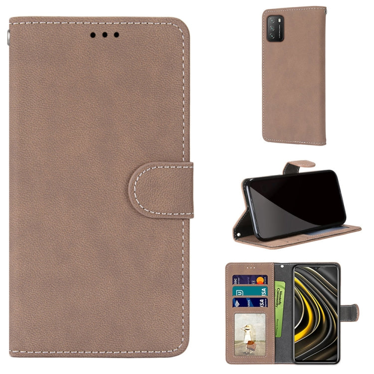 For Xiaomi Poco M3 Retro Frosted Horizontal Flip PU Leather Case with Holder & Card Slots & Wallet & Photo Frame