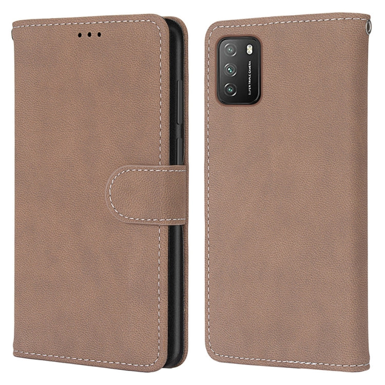 For Xiaomi Poco M3 Retro Frosted Horizontal Flip PU Leather Case with Holder & Card Slots & Wallet & Photo Frame