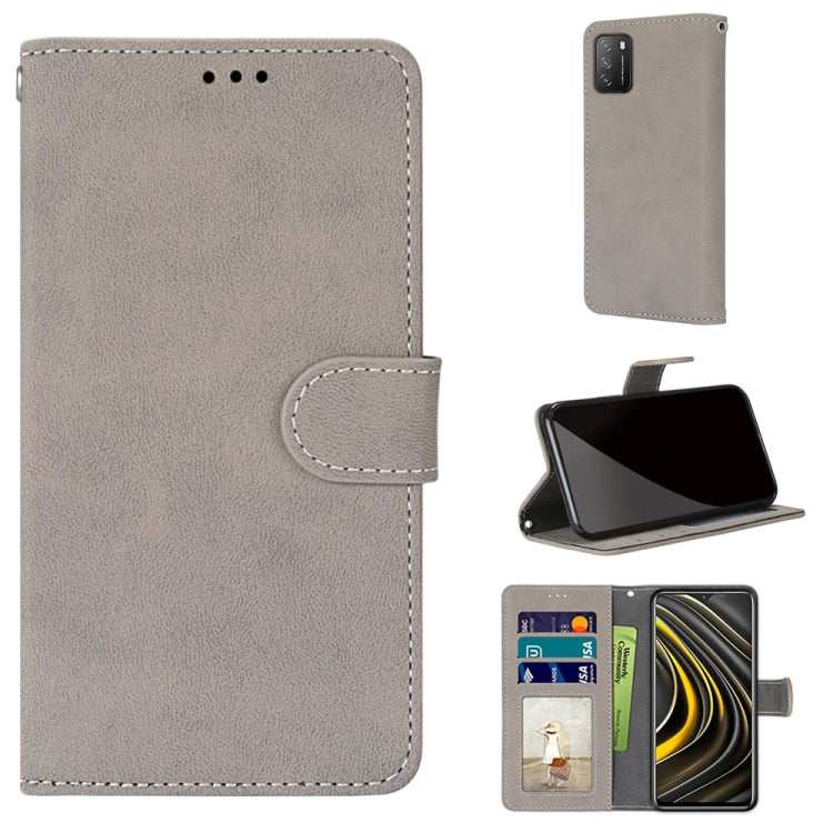 For Xiaomi Poco M3 Retro Frosted Horizontal Flip PU Leather Case with Holder & Card Slots & Wallet & Photo Frame