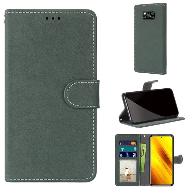 For Xiaomi Poco X3 NFC Retro Frosted Horizontal Flip PU Leather Case with Holder & Card Slots & Wallet & Photo Frame