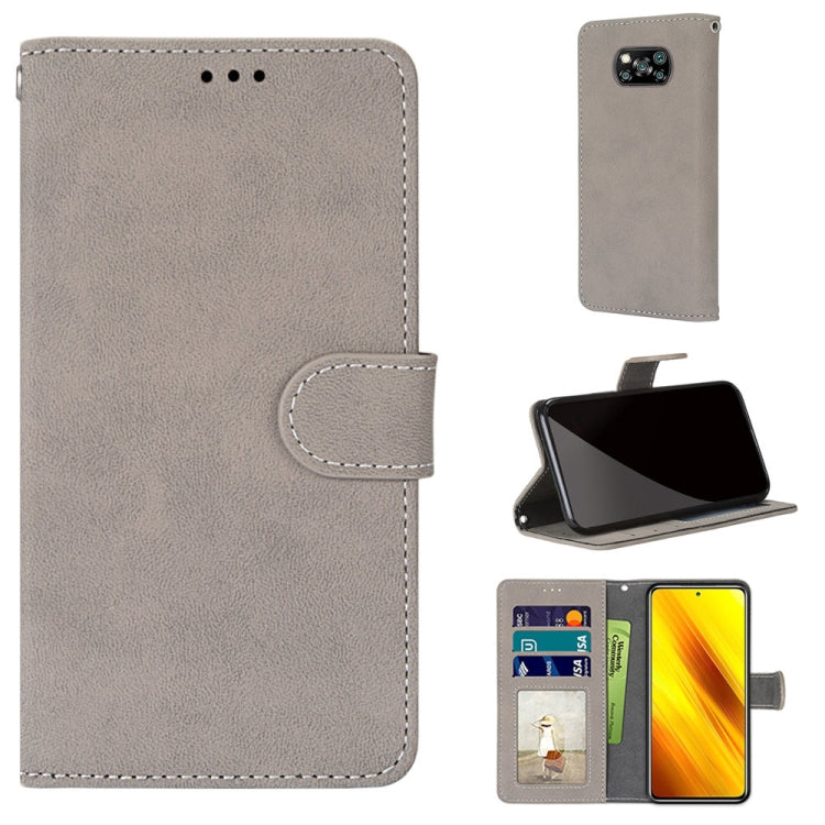 For Xiaomi Poco X3 NFC Retro Frosted Horizontal Flip PU Leather Case with Holder & Card Slots & Wallet & Photo Frame