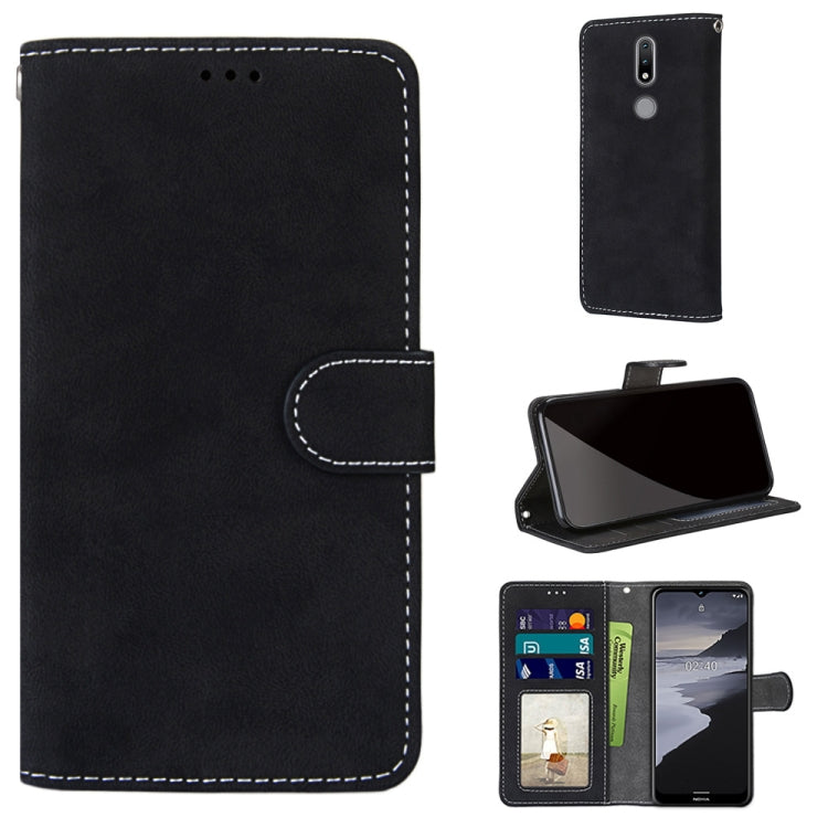 For Nokia 2.4 Retro Frosted Horizontal Flip PU Leather Case with Holder & Card Slots & Wallet & Photo Frame