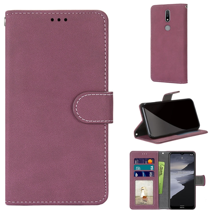 For Nokia 2.4 Retro Frosted Horizontal Flip PU Leather Case with Holder & Card Slots & Wallet & Photo Frame