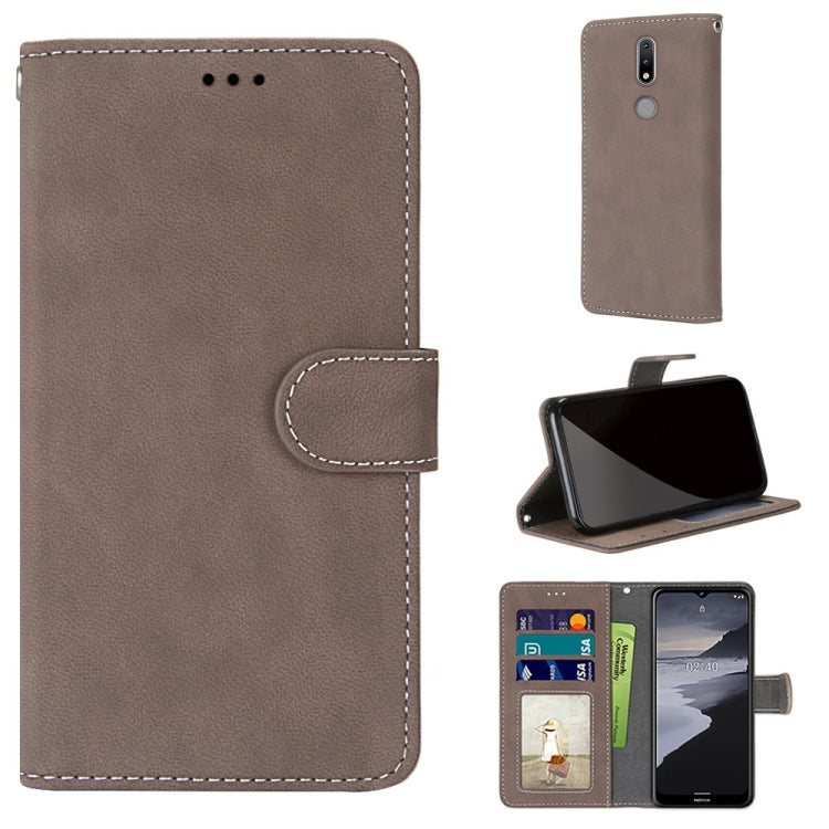 For Nokia 2.4 Retro Frosted Horizontal Flip PU Leather Case with Holder & Card Slots & Wallet & Photo Frame