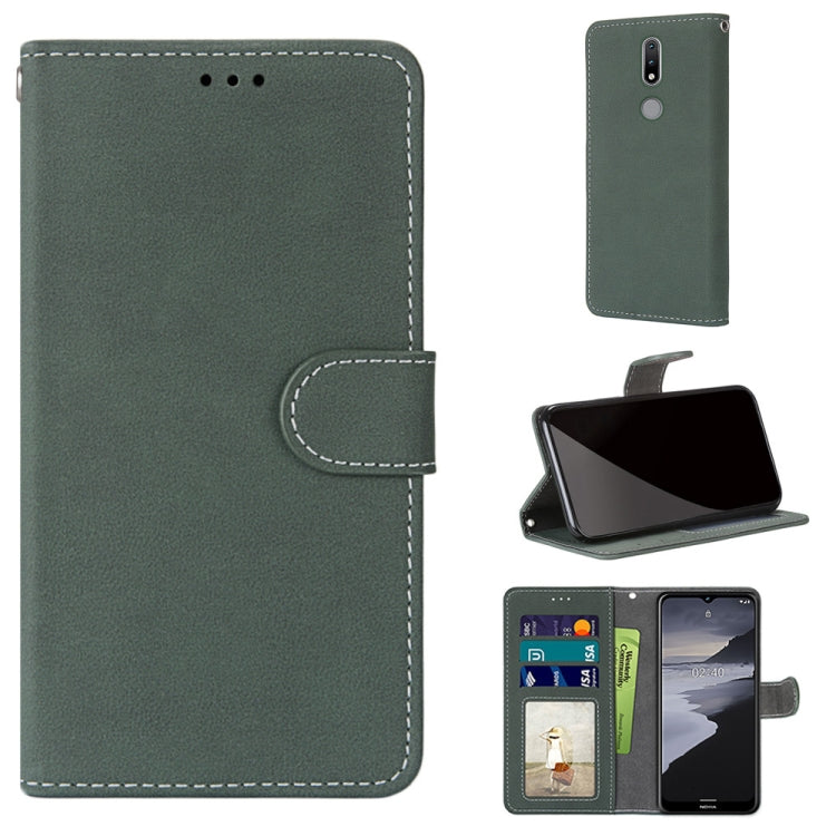 For Nokia 2.4 Retro Frosted Horizontal Flip PU Leather Case with Holder & Card Slots & Wallet & Photo Frame