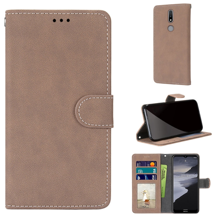 For Nokia 2.4 Retro Frosted Horizontal Flip PU Leather Case with Holder & Card Slots & Wallet & Photo Frame