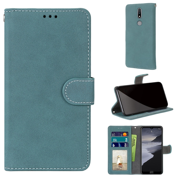 For Nokia 2.4 Retro Frosted Horizontal Flip PU Leather Case with Holder & Card Slots & Wallet & Photo Frame