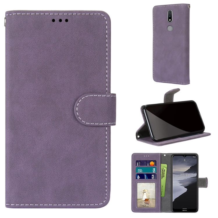 For Nokia 2.4 Retro Frosted Horizontal Flip PU Leather Case with Holder & Card Slots & Wallet & Photo Frame