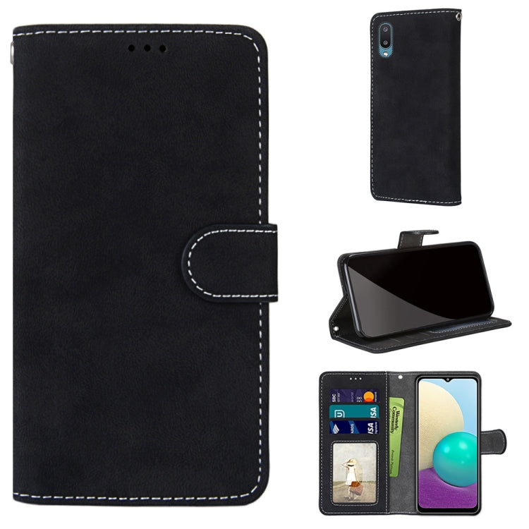 For Samsung Galaxy A02 / M02 Retro Frosted Horizontal Flip PU Leather Case with Holder & Card Slots & Wallet & Photo Frame