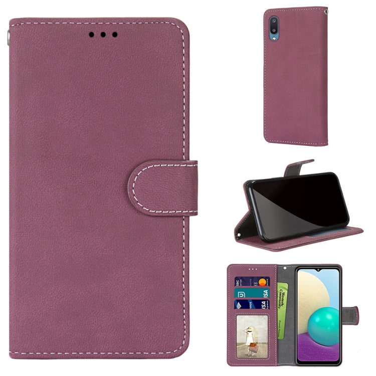 For Samsung Galaxy A02 / M02 Retro Frosted Horizontal Flip PU Leather Case with Holder & Card Slots & Wallet & Photo Frame
