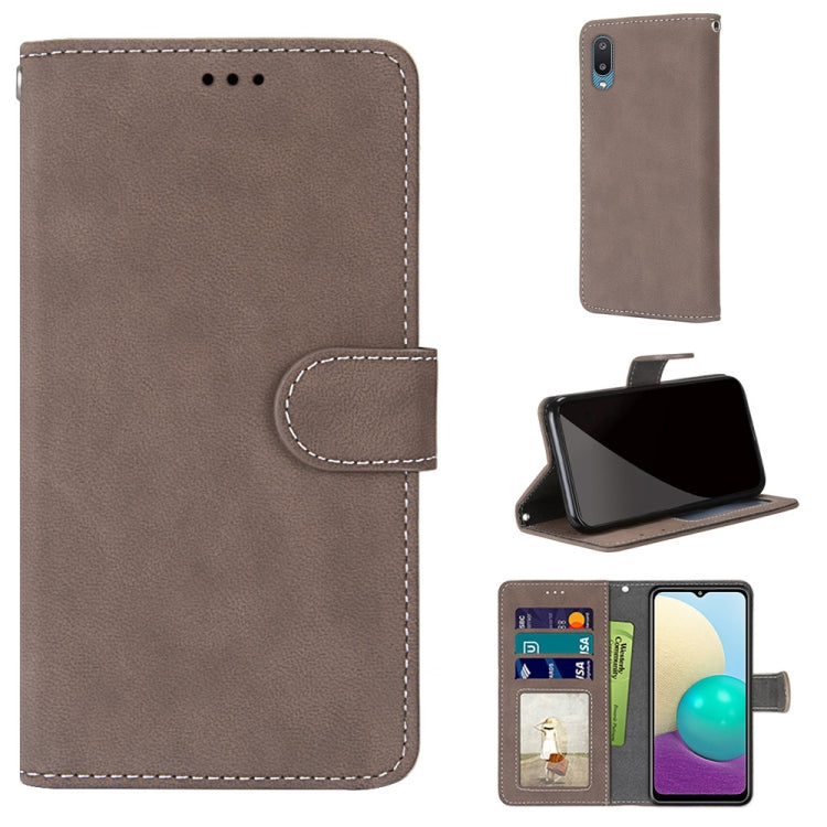 For Samsung Galaxy A02 / M02 Retro Frosted Horizontal Flip PU Leather Case with Holder & Card Slots & Wallet & Photo Frame