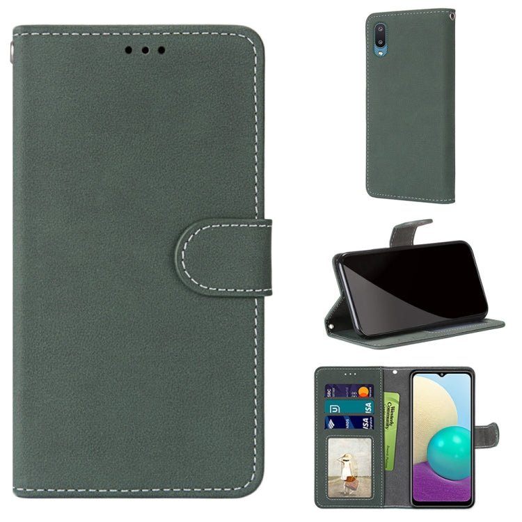 For Samsung Galaxy A02 / M02 Retro Frosted Horizontal Flip PU Leather Case with Holder & Card Slots & Wallet & Photo Frame