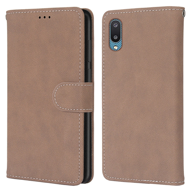 For Samsung Galaxy A02 / M02 Retro Frosted Horizontal Flip PU Leather Case with Holder & Card Slots & Wallet & Photo Frame
