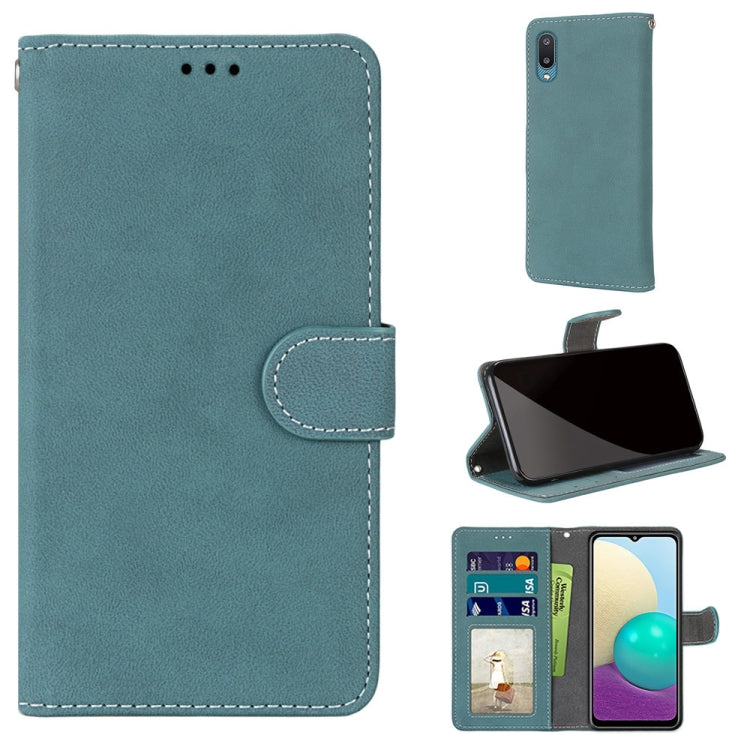 For Samsung Galaxy A02 / M02 Retro Frosted Horizontal Flip PU Leather Case with Holder & Card Slots & Wallet & Photo Frame