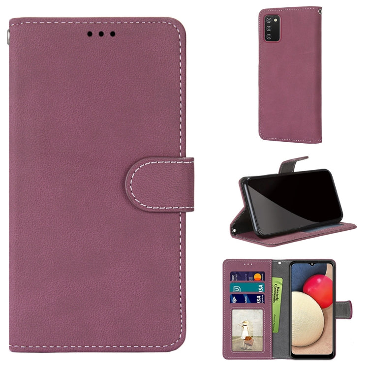 For Samsung Galaxy A02s / M02s Retro Frosted Horizontal Flip PU Leather Case with Holder & Card Slots & Wallet & Photo Frame